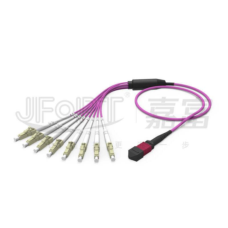 MPO - LC Breakout Patch Cord 2.0mm Fanout LC DX Với Clip MM Mất tiêu chuẩn Ferrule