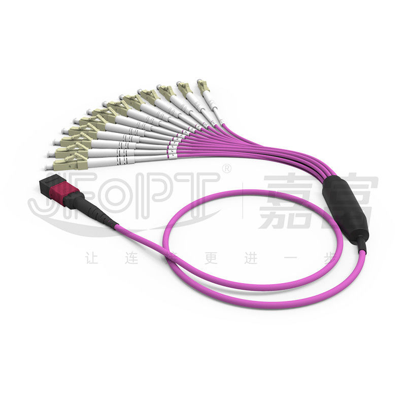 MPO - LC Breakout Patch Cord 2.0mm Fanout LC DX Với Clip MM Mất tiêu chuẩn Ferrule