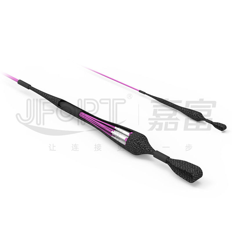 Cáp mini Cáp quang 12 lõi kết thúc trước với đầu nối LC UPC Multimode OM4 Violet Nhánh 0,5m