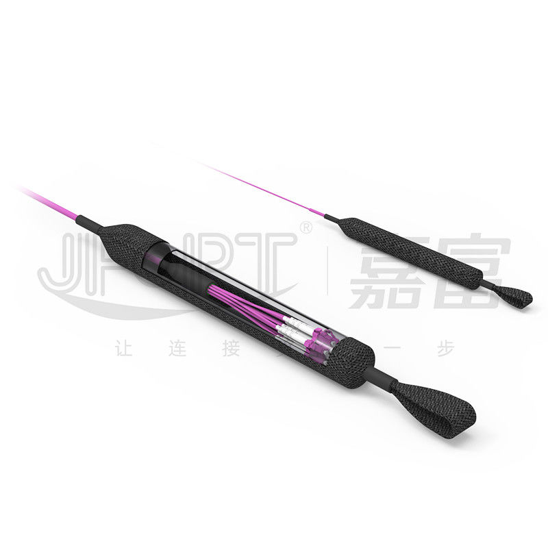 Cáp mini Cáp quang 12 lõi kết thúc trước với đầu nối LC UPC Multimode OM4 Violet Nhánh 0,5m
