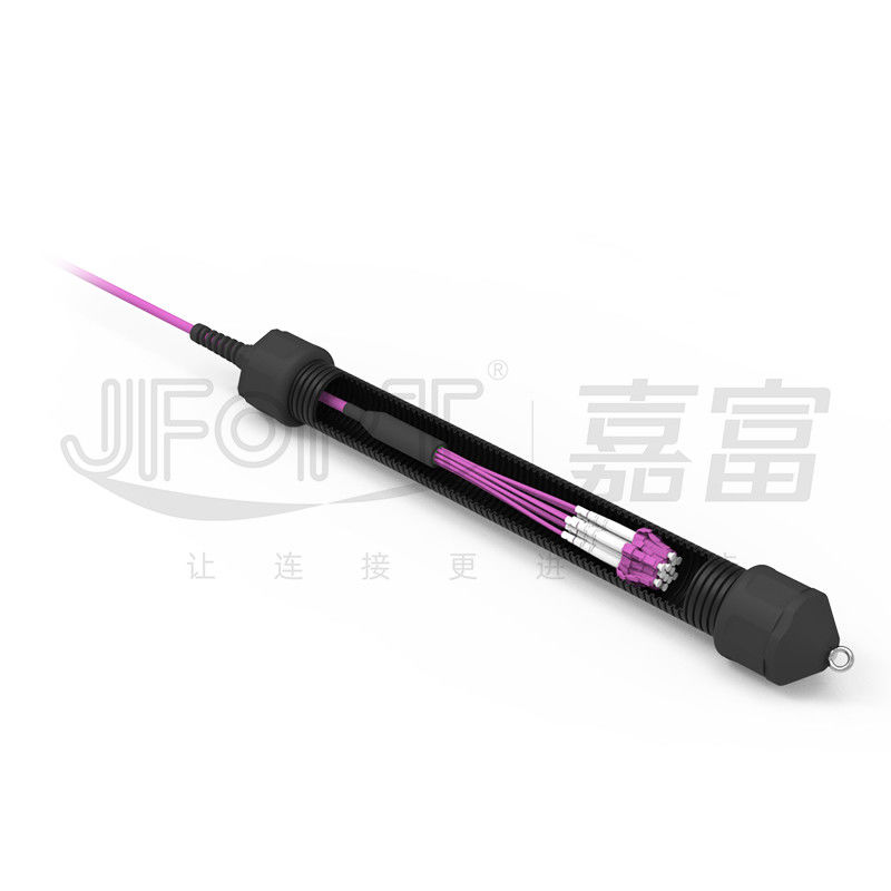 Cáp mini Cáp quang 12 lõi kết thúc trước với đầu nối LC UPC Multimode OM4 Violet Nhánh 0,5m