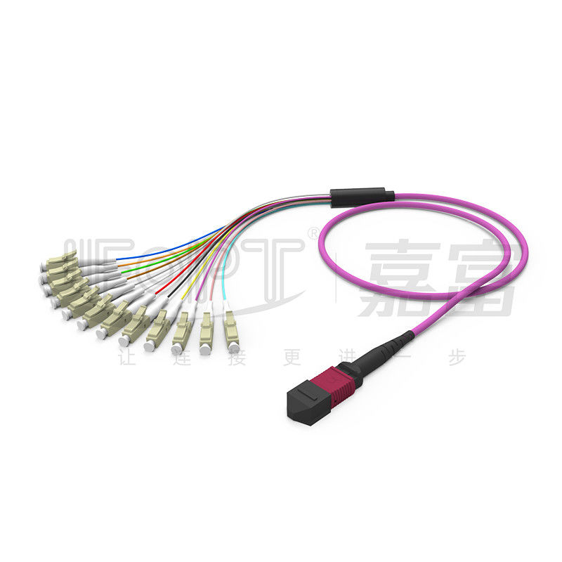 12 lõi MPO To LC Breakout Multimode Patch Cord OM1 OM2 OM3 OM4 OM5 Nhánh 0,9mm