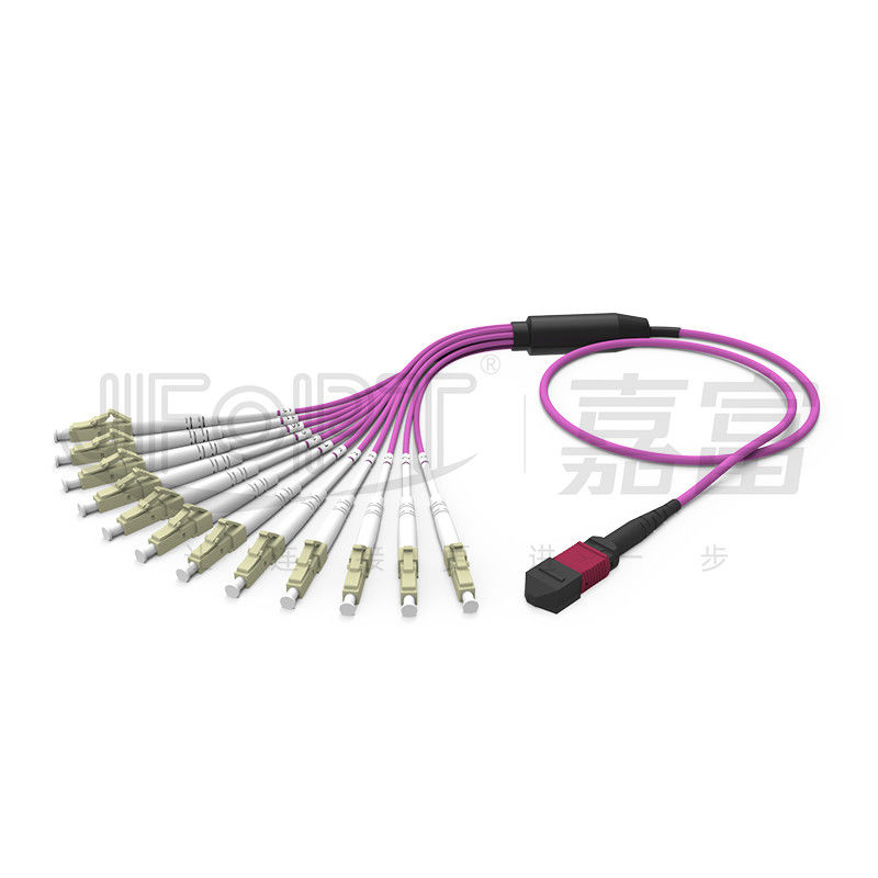 Cáp đột phá MPO song công 12 sợi MPO-LC/SC/FC/ST Đa chế độ 50/125 3.0mm LSZH Aqua