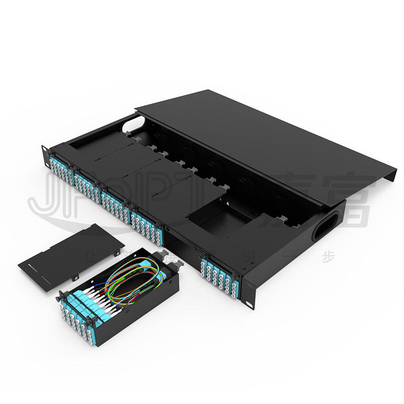 Rack Mount Fiber Patch Panel 6 cái băng MPO với 1 cái 24 nhân hoặc 2 cái 12 nhân Cáp MPO-LC