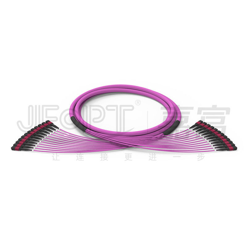 Cáp trung kế 144 lõi MPO 12 đơn vị Đầu nối MPO 24 nhánh không đồng đều