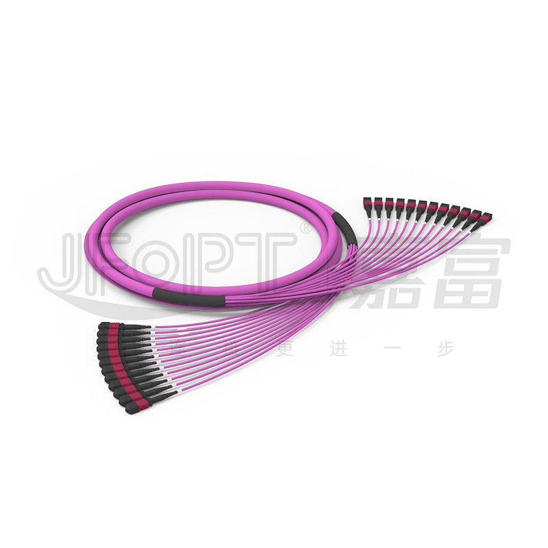 Cáp trung kế 144 lõi MPO 12 đơn vị Đầu nối MPO 24 nhánh không đồng đều