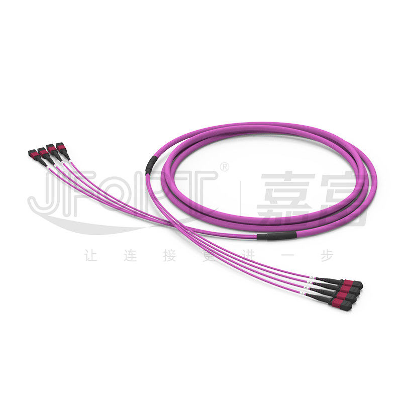 48 Cores 4 Unit Backbone Jumper Cáp trung kế OM4 MPO Nhánh 0,5m có mắt kéo