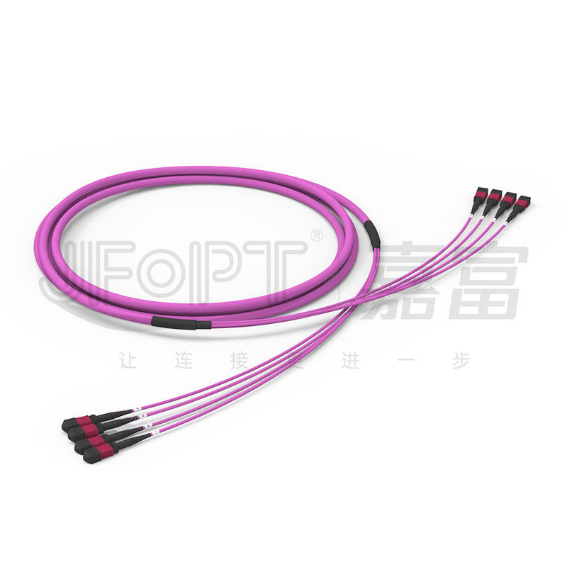48 Cores 4 Unit Backbone Jumper Cáp trung kế OM4 MPO Nhánh 0,5m có mắt kéo