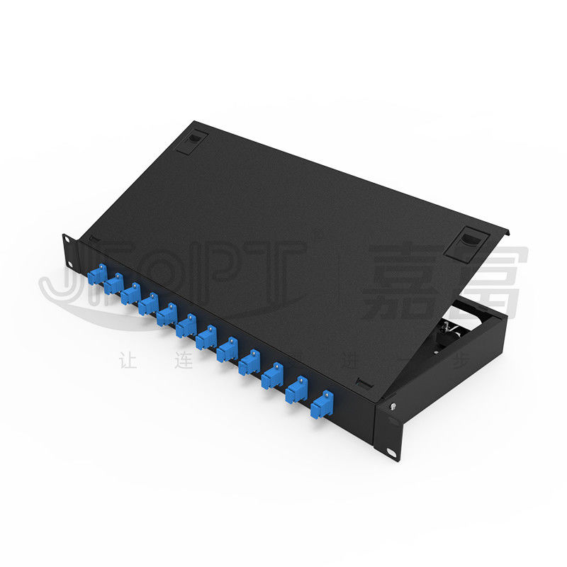 12 Bảng điều khiển sợi quang gắn trên giá đỡ cổng SC với bộ điều hợp SC / UPC và bím tóc 1m