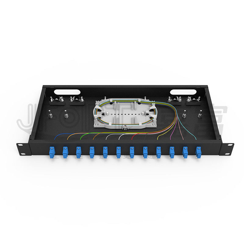 12 Bảng điều khiển sợi quang gắn trên giá đỡ cổng SC với bộ điều hợp SC / UPC và bím tóc 1m