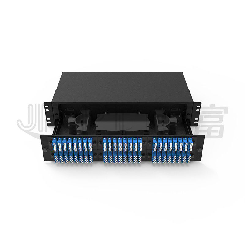 Bảng điều khiển sợi quang gắn trên giá trượt 2U LC QX 196 Fibers Ultra Thin Fusion Nối Khay