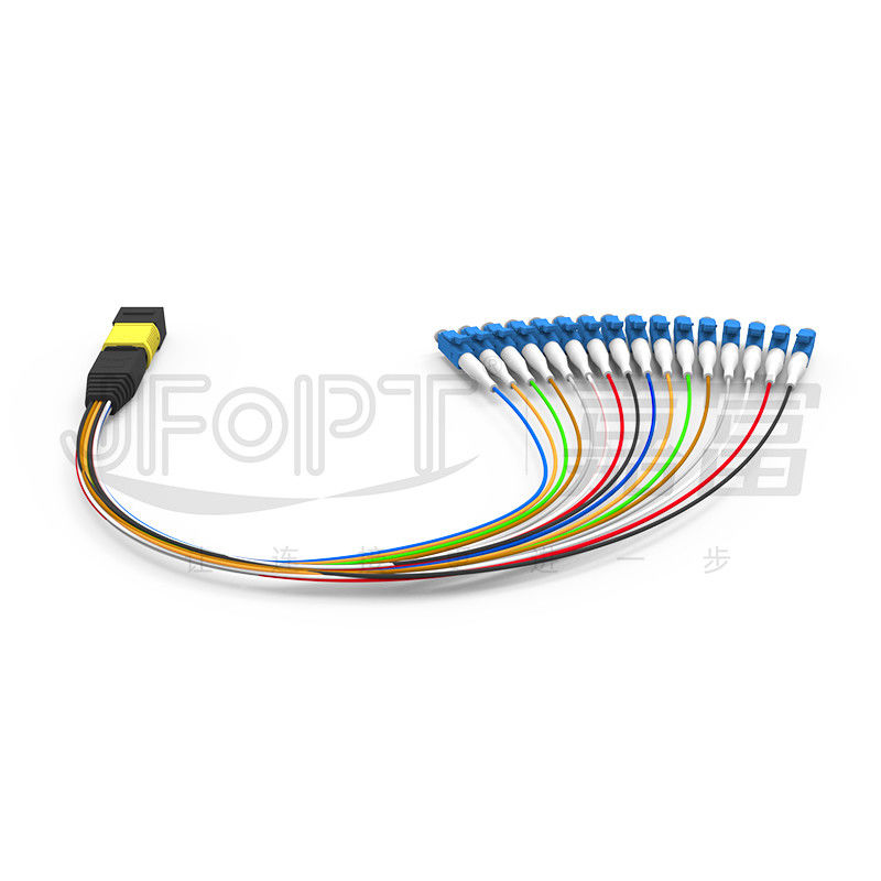 Dây vá MPO-LC 16 lõi Hộp mô-đun loại A tổn thất thấp ở chế độ đơn G657A1 / G657A2