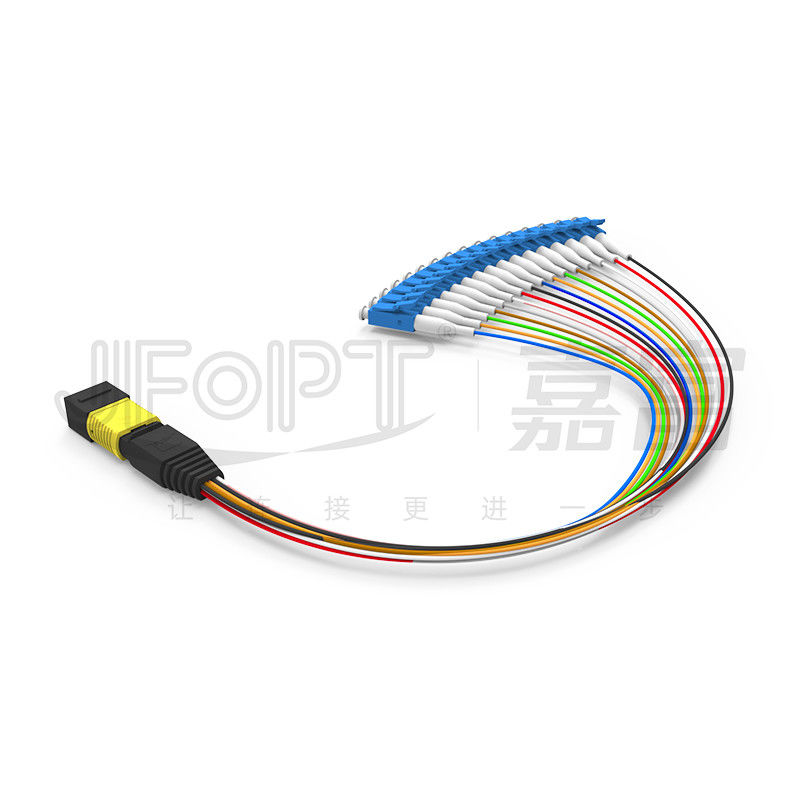 Dây vá MPO-LC 16 lõi Hộp mô-đun loại A tổn thất thấp ở chế độ đơn G657A1 / G657A2