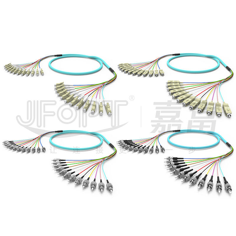 10 Gigabit Ribbon Branch Multimode Patch Cord 2-24 lõi OM3/OM4 Aqua LSZH Cánh 2.0/3.0mm