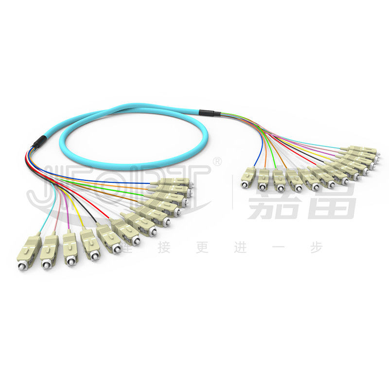 10 Gigabit Ribbon Branch Multimode Patch Cord 2-24 lõi OM3/OM4 Aqua LSZH Cánh 2.0/3.0mm