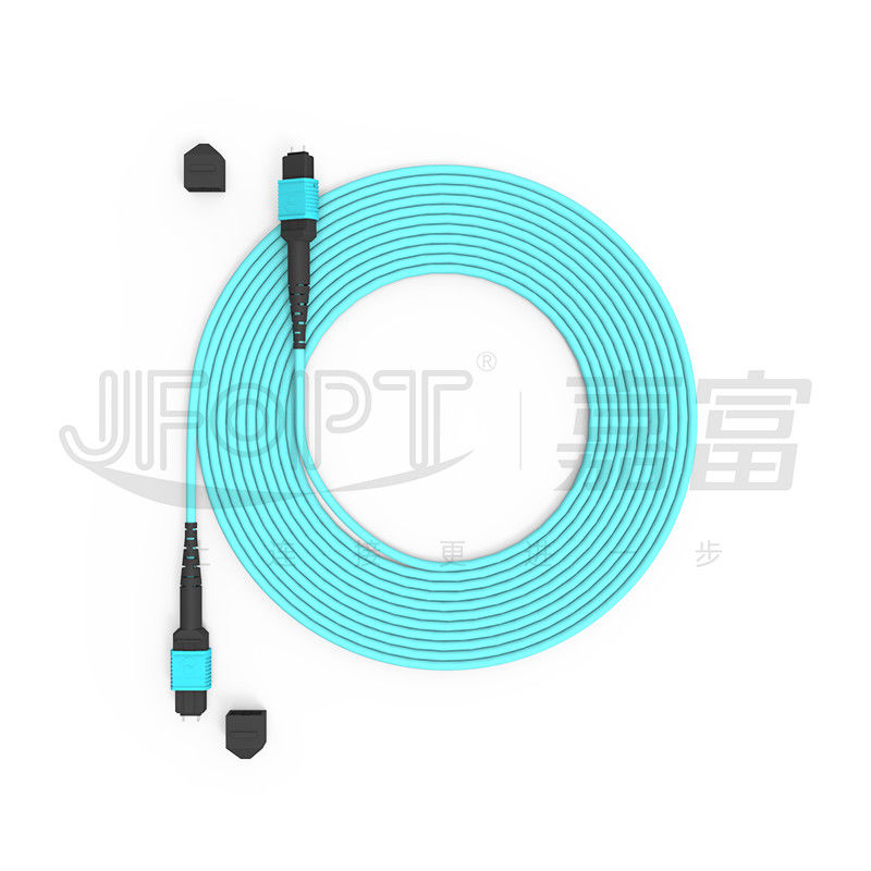 12 lõi Tốc độ MPO Patch Cord Aqua Color cho kết nối trung tâm dữ liệu 10G Multi-mode OM3 Fiber Optic Patch Cord