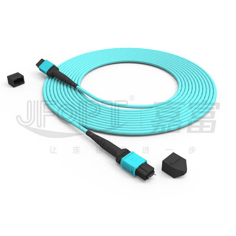 12 lõi Tốc độ MPO Patch Cord Aqua Color cho kết nối trung tâm dữ liệu 10G Multi-mode OM3 Fiber Optic Patch Cord
