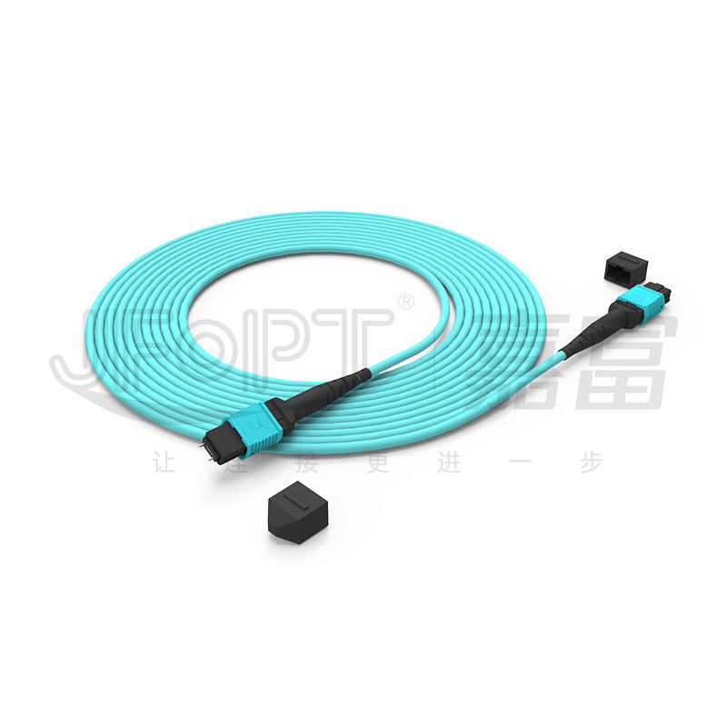 12 lõi Tốc độ MPO Patch Cord Aqua Color cho kết nối trung tâm dữ liệu 10G Multi-mode OM3 Fiber Optic Patch Cord