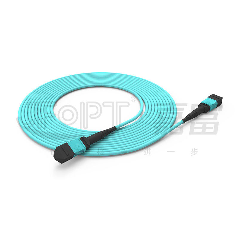 MPO-MPO Trunk Cable Aqua Round Boot Fiber Optic Pigtail Patch Cord cho các giải pháp mạng đa năng