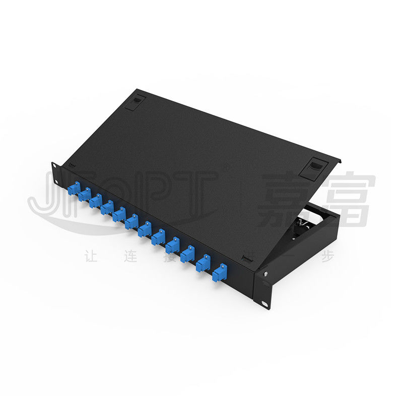 LC / SC / FC / ST Rack Mount Fiber Patch Panel 12/24core với kích thước 19 inch Khóa mở cửa