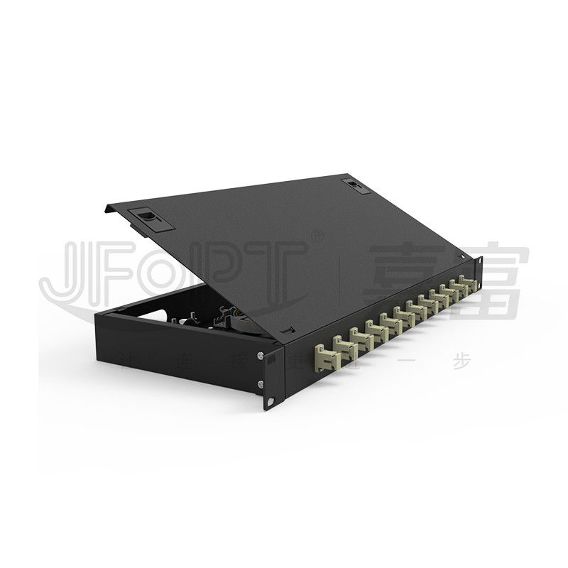 LC / SC / FC / ST Rack Mount Fiber Patch Panel 12/24core với kích thước 19 inch Khóa mở cửa