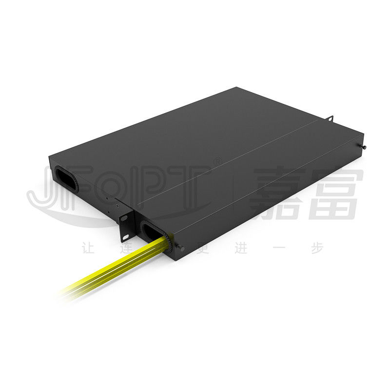 19 inch 1U 96 lõi 4 phần mô-đun hộp MPO Patch Panel ODF với mặc định tiêu chuẩn dây chuỗi LC kim loại giá đỡ gắn