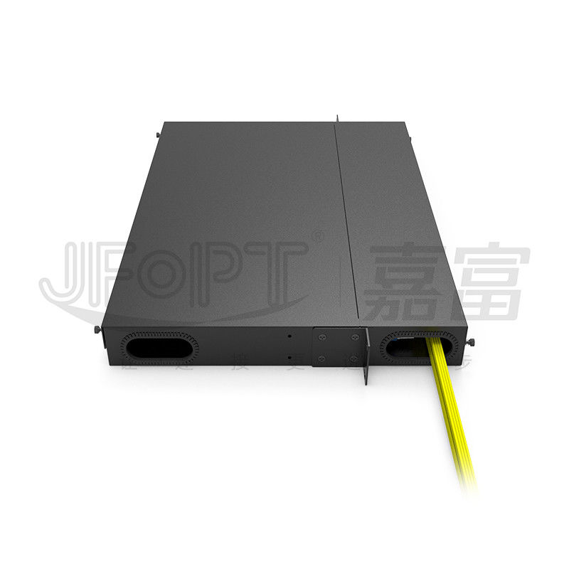 19 inch 1U 96 lõi 4 phần mô-đun hộp MPO Patch Panel ODF với mặc định tiêu chuẩn dây chuỗi LC kim loại giá đỡ gắn