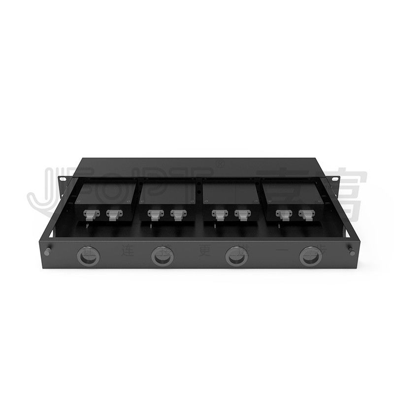 19 inch 1U 96 lõi 4 phần mô-đun hộp MPO Patch Panel ODF với mặc định tiêu chuẩn dây chuỗi LC kim loại giá đỡ gắn