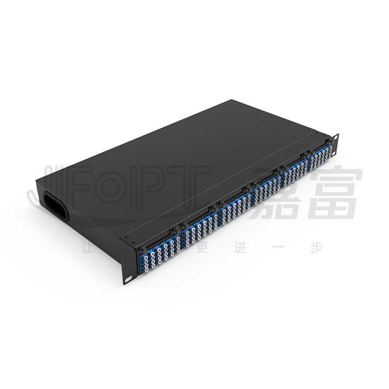 1U MPO-LC G657A1 144 lõi mật độ hộp kết nối mật độ cao với bộ điều chỉnh LC khung thép cán lạnh