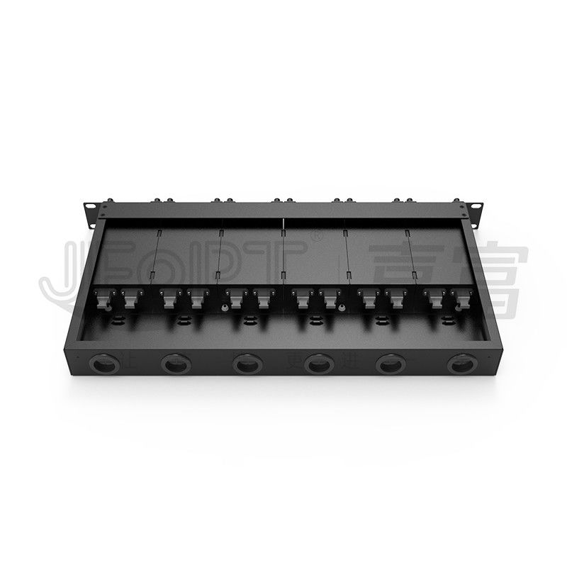 1U MPO-LC G657A1 144 lõi mật độ hộp kết nối mật độ cao với bộ điều chỉnh LC khung thép cán lạnh