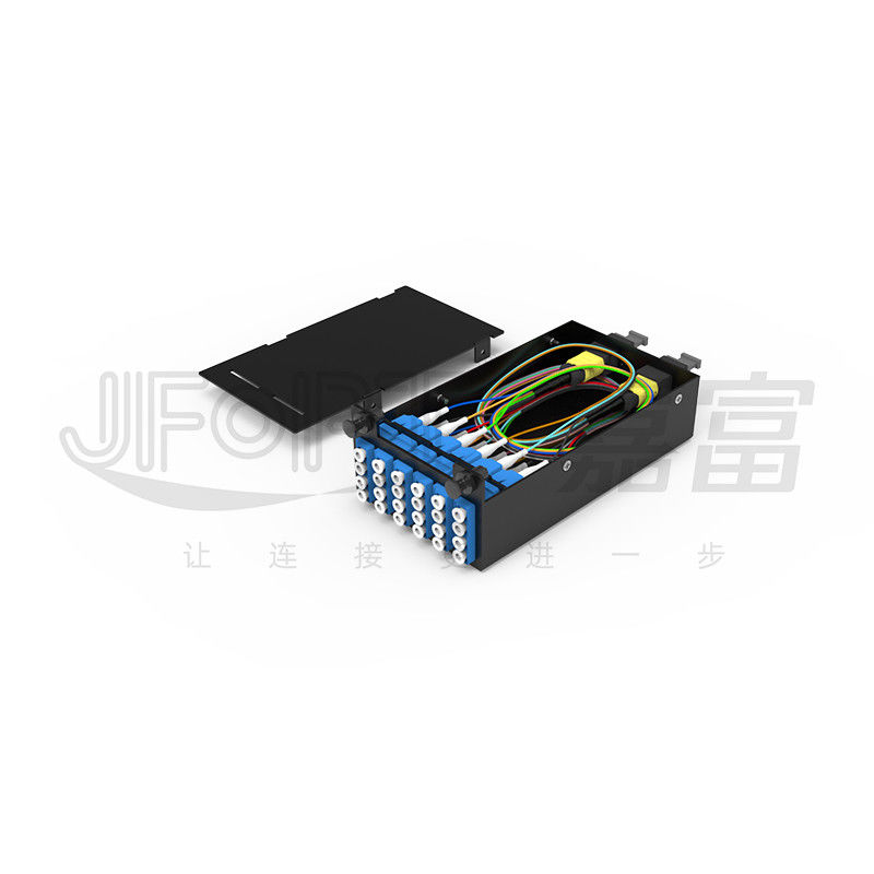 1U MPO-LC G657A1 144 lõi mật độ hộp kết nối mật độ cao với bộ điều chỉnh LC khung thép cán lạnh