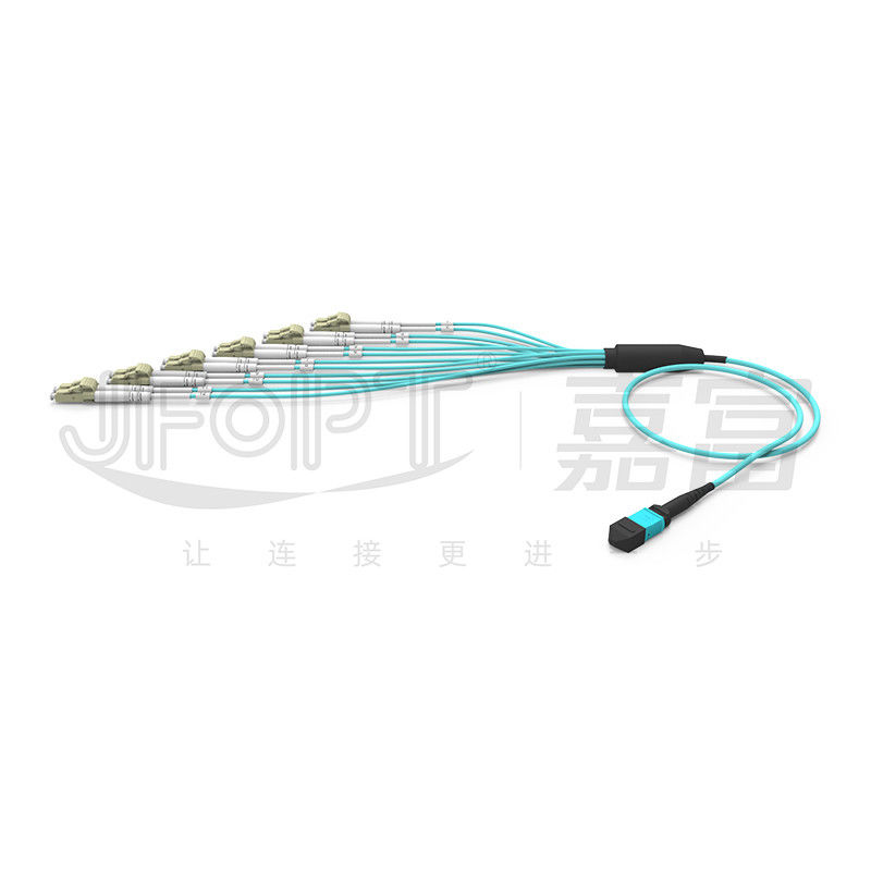 Không phơi phơi dây cáp MPO với đầu nối LC 12 sợi đơn OM3 OM4 MPO cuối LC cuối Duplex