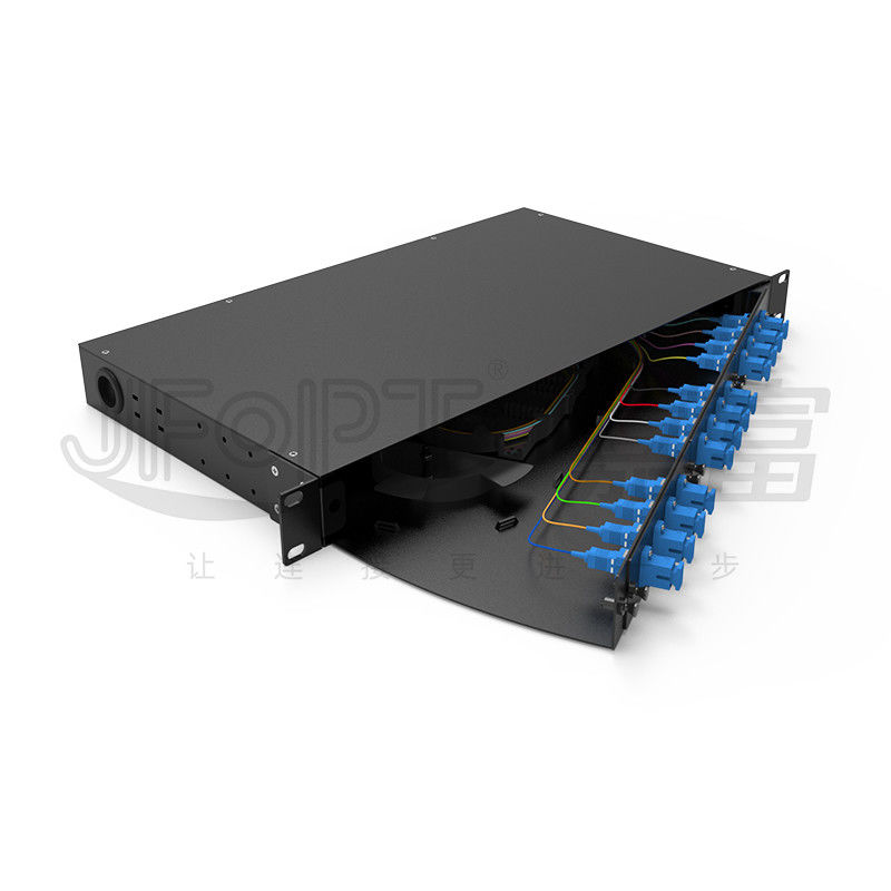 FTTZ FTTB 1U Thiết kế xoay Fusion Splice Tray 12/24/48/96 Cores Fiber Patch Panel Thép cán nguội Tủ gắn tủ