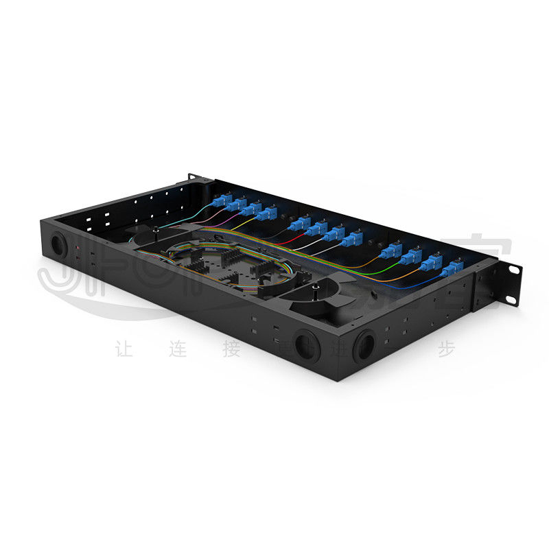 FTTZ FTTB 1U Thiết kế xoay Fusion Splice Tray 12/24/48/96 Cores Fiber Patch Panel Thép cán nguội Tủ gắn tủ